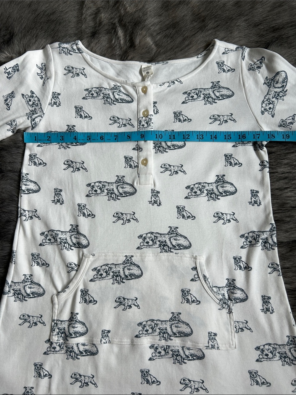 Kate Quinn Pitbull Print Sleep Dress with Kangaroo Pocket Organic Cotton Size XS - Picture 3 of 9